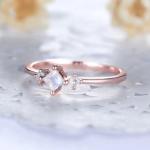 Trendy Ring for Women 925 Sterling Silver Moonstone Ring Rose Gold Plated
