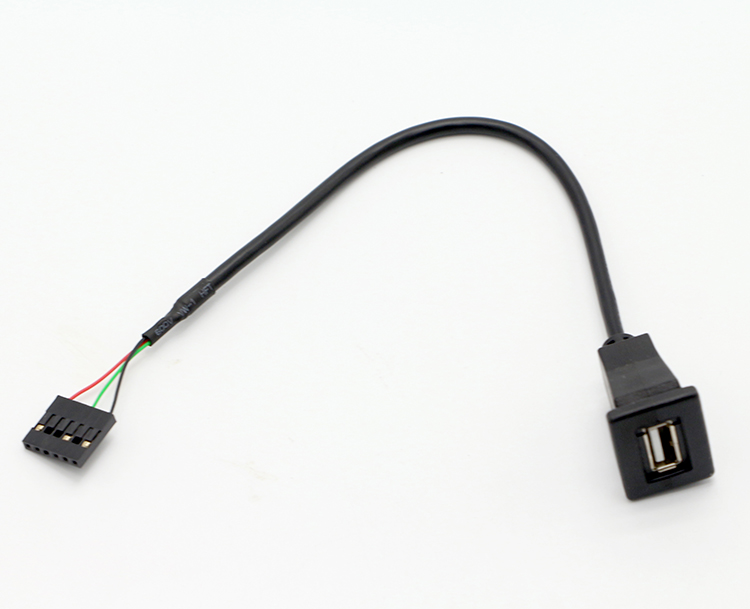 CUSTOM Snap Socket USB 2.0 A Male Panel Mount Cable with 6 Wires Dupont Terminal