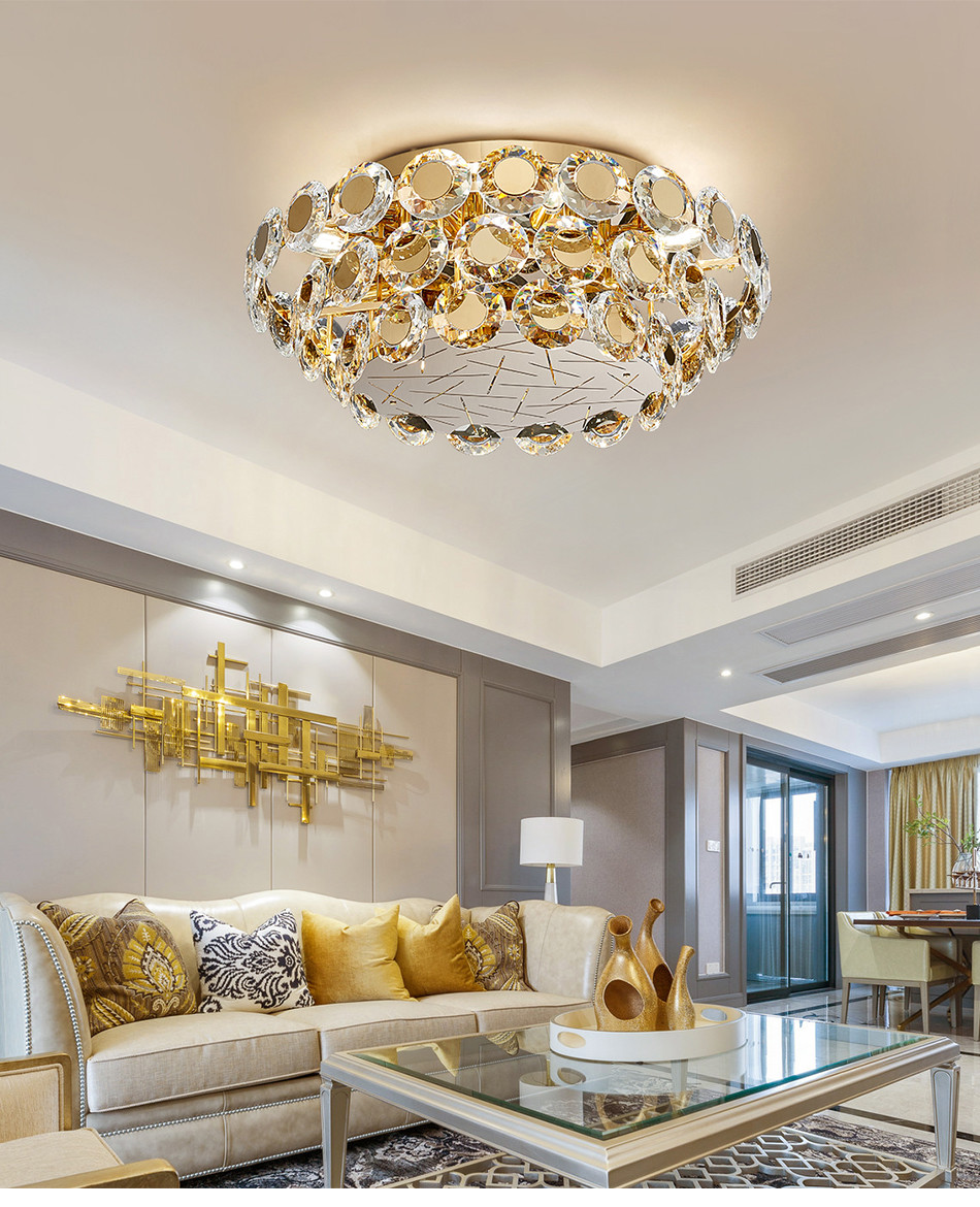 Modern LED Crystal Chandelier Luxury Gold Lustres round chandelier crystal lighting(WH-CA-73)