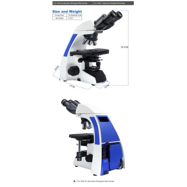 LED Light Source Compound Laboratory Optical Microscope A12.1502-T WF10x Trinocular