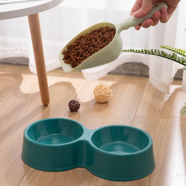 Plastic Dog Bowl Set Detachable Double Dish For Pet Food Water Feeder