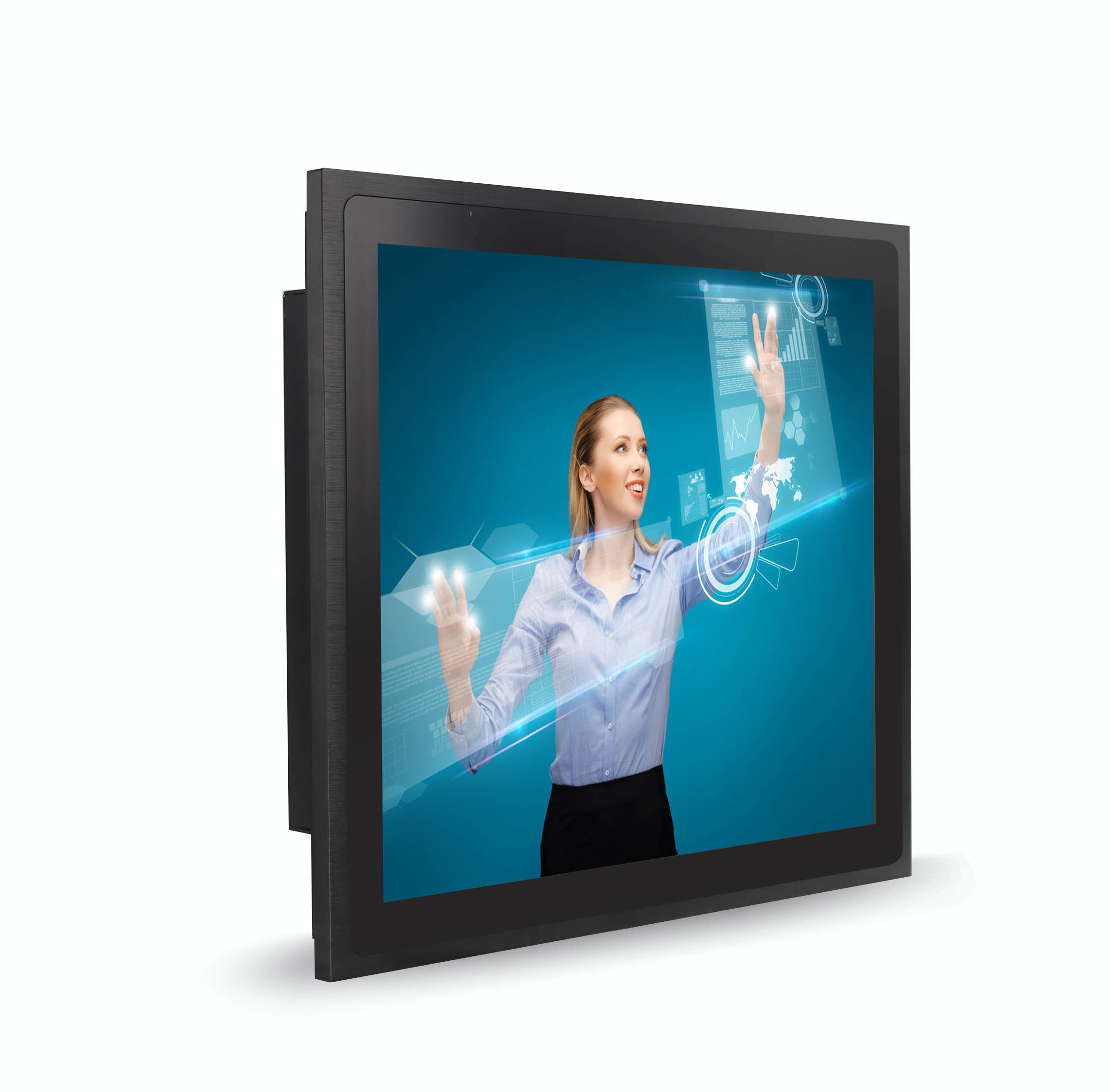 15" Robust flat bezel PCAP touch panel mounted PC IP65 front, embedded mount, 10 touch points, anti-vandalism,