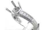 Dia 3x3mm 1.08Ct Semi Mount Jewelry Ring ODM for Engagement 18k White Gold