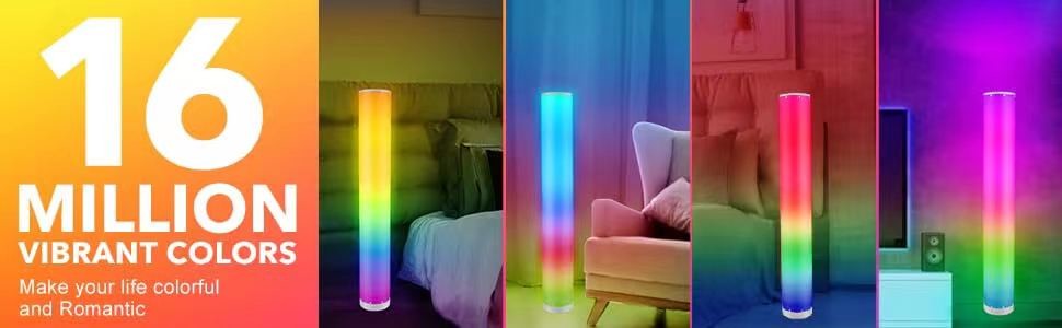 12V 1A LED Corner Floor Lamp RGB Color Changing Standing Lamp Multicolor