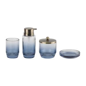 Wholesale Blue Glass Bathroom Accessories Round Shape With Bubble Effect Hand Wash Dispenser Soap Dish For Bathroom from china suppliers