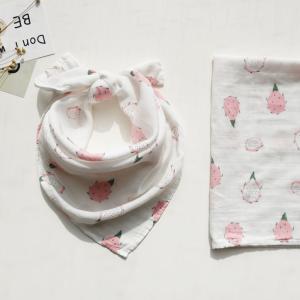 Wholesale 6 Layers Gauze Muslin Baby Bibs Fruit Printing Mouth Towel Bandana Baby Bibs from china suppliers