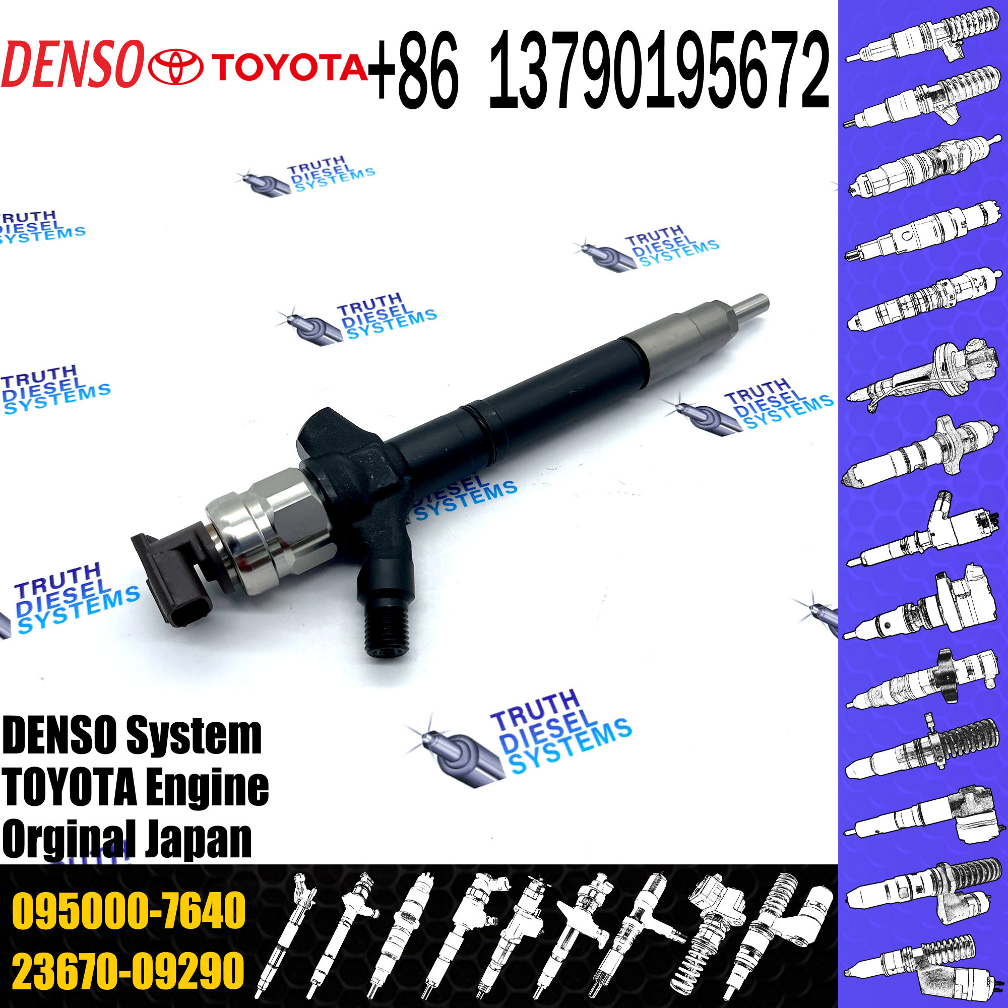 Genuine Diesel Fuel Injector 23670-0R170 23670-0R120 23670-0R070 23670-0R020 23670-09140 0950007640 095000-7640