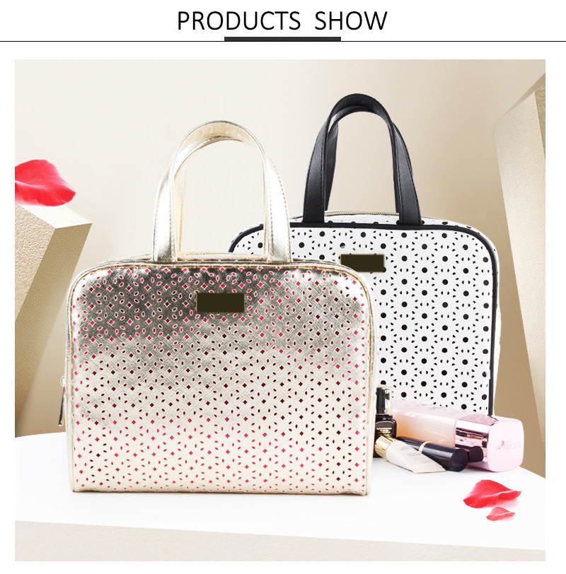 Multifunctional Breathable Hollow Leather Travel Toiletry Bag