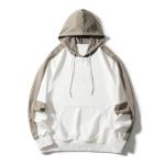 100% Cotton Cool Long Sleeve Sweatshirts Drop Shoulder Color Block Drawstring