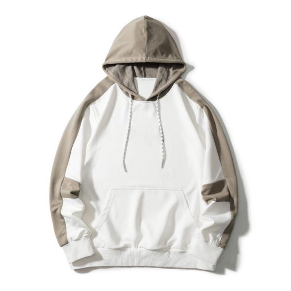 100% Cotton Cool Long Sleeve Sweatshirts Drop Shoulder Color Block Drawstring