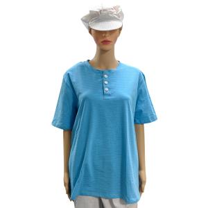 Wholesale Cleanroom 99% Cotton+1% Carbon Fiber Blue Unisex ESD Anti-static O-neck T-shirt With 3 Buttons from china suppliers