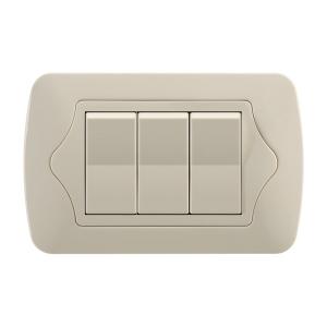 Wholesale Double Plate 3 Gang 2 Way Switch Ivory Color With Copper Parts And Silver Contact from china suppliers