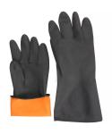 S - XXL Size Long Black Latex Gloves Dip Flocklined