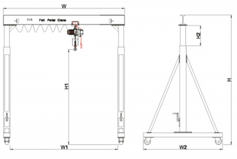 Height Adjustable Manual Operation Gantry Crane with 0.5~5t Capacity for Outdoor Use