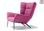 Upholstered Fabric Single Sofa Chair , High Back Armchair With Black Metal Base