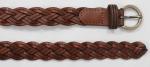Lady Bonded Brown Leather Braided Belt Women ' S With Plaited Tape In Gold