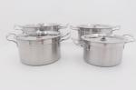 4pcs Cookware set stainless steel high pot silver cooking pot