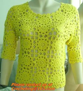 Wholesale Crochet Sweaters, Women Fashion All-match Contrast Color Knitted Tricot Summer O-Neck Pullover Blouse Tops from china suppliers