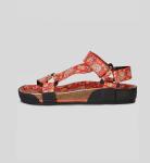 OEM Casual Flat Sandals For Ladies With Coral Red Bezli Floral Straps