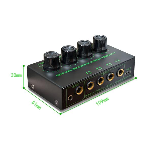 4-Way RGB Monitor Headphone Amplifier Stereo Audio Sound Card & Mixer Audio Headphone Distributor