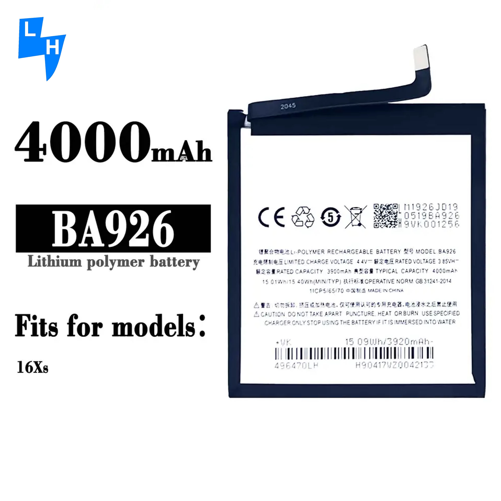 Meizu 16xs Battery Replacement Original BA926 Lithium-ion for Mobile Phone Models