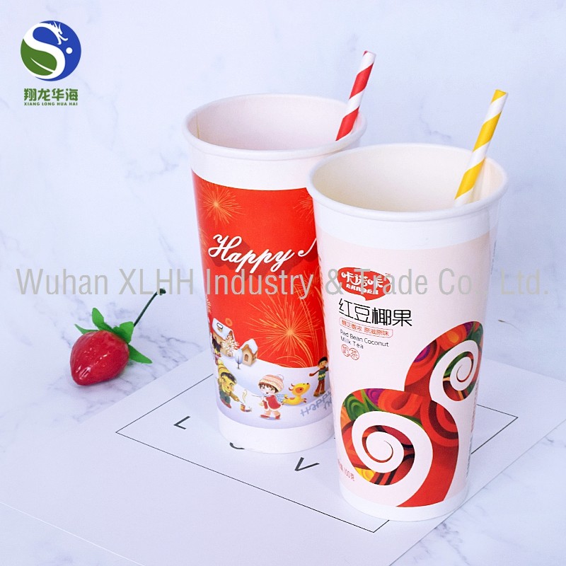 PP Lid Straw Take Away Tea And Coffee Cups Recyclable Cold Juice Use