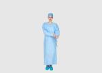 Dust Proof Blue SMS Surgical Gown , Disposable Surgery Gowns Weight 35g