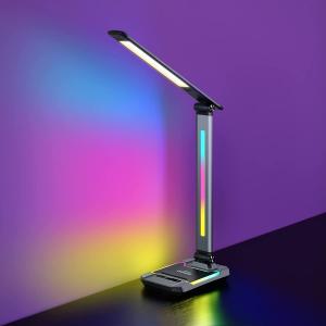 Wholesale LED RGB Gaming Desk Lamp, Voice Activated Changing Colors Rhythm Light with Wireless Charger and USB Charging Port from china suppliers
