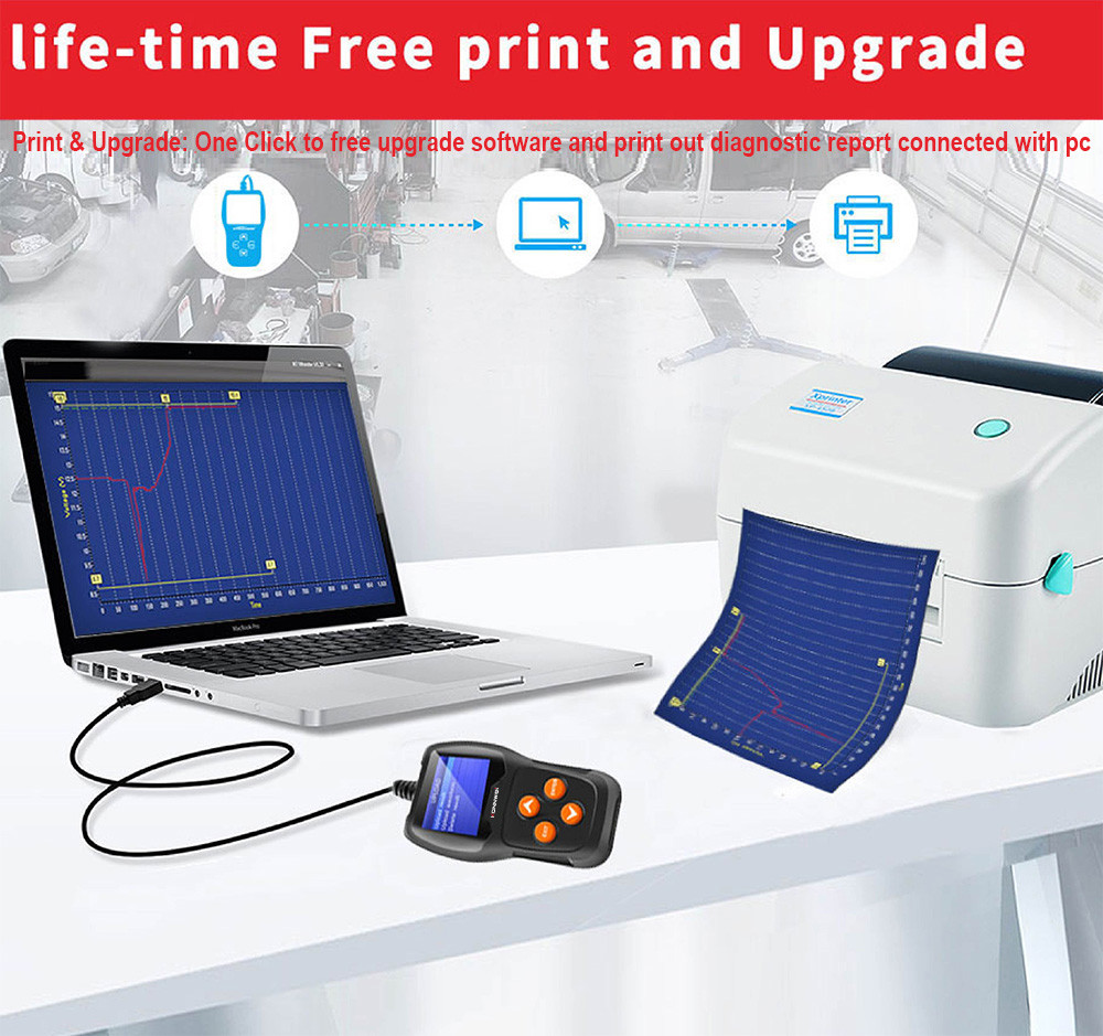 Cranking Test Car Battery Tester Kw600 With Data Storage And Print 2 Years Warranty