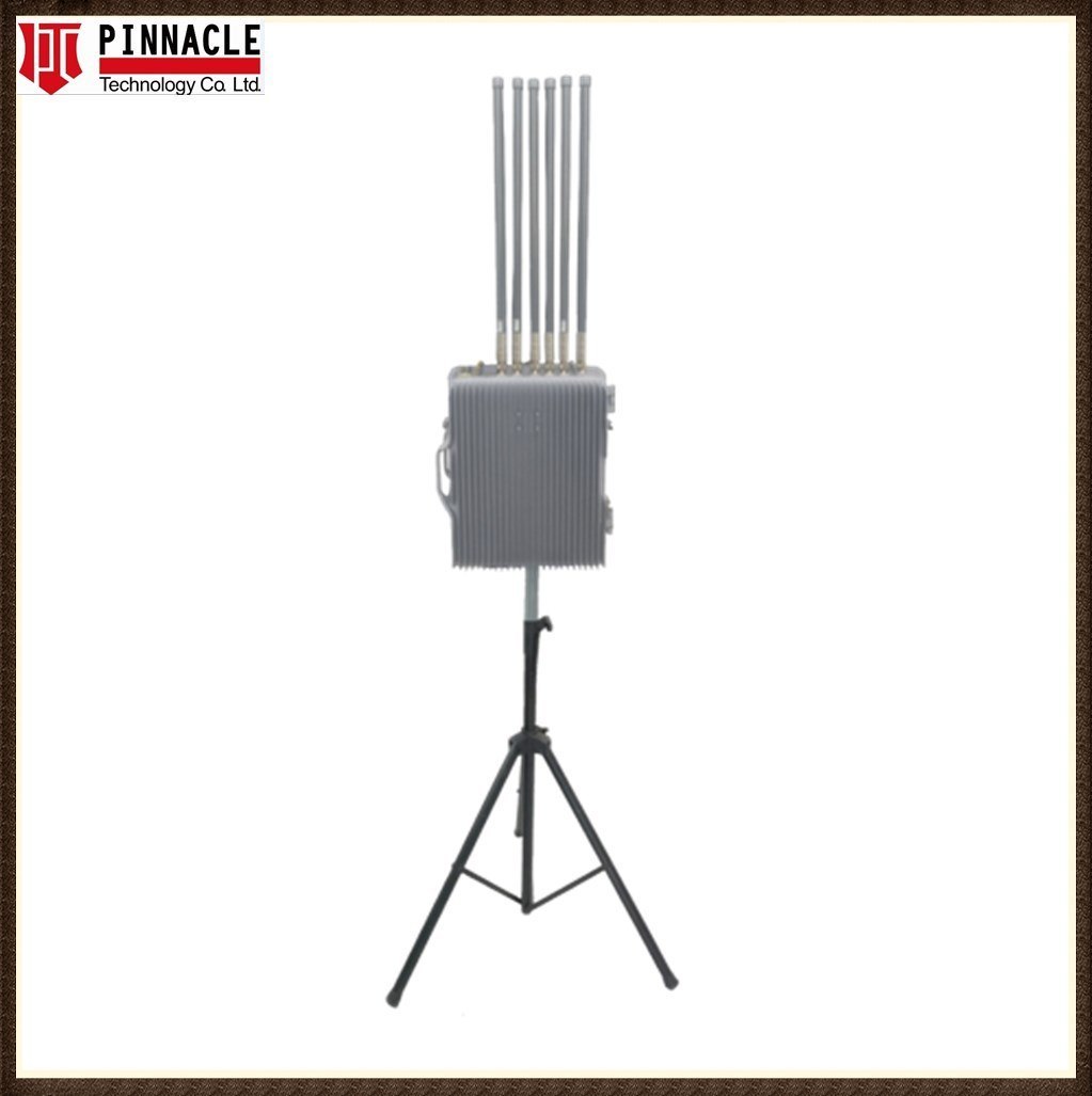 6-Antennas Waterproof Outdoor Fixed Anti-Drone Signal Jammer with Tripod Standing
