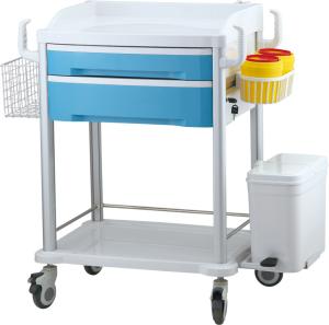 Wholesale Medical hospital furniture blue therapy cart with two drawers from china suppliers
