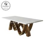 78inch Luxury Marble Dining Table 8 Seater Stainless Steel Metal Legs