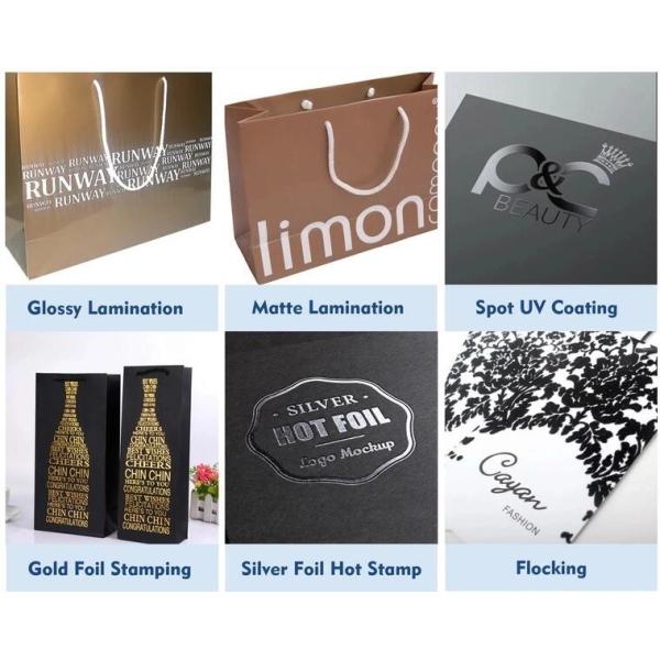 Luxury Matte Black Shopping Paper Bag UV Clothing Packaging