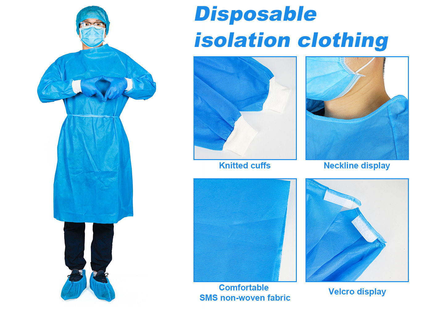 Non Woven Material Hospital Use Medical Disposable Gowns / Blue Disposable Surgical Gown