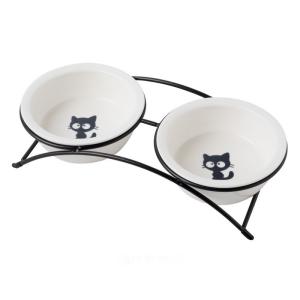 Wholesale Pet Cat Food Utensils Ceramic Dog Basin Iron Frame Double Bowl Cat And Dog Drinking Bowl Dog Cat Bowl from china suppliers