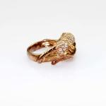 Rose Gold Plated 925 Silver Pave Cubic Zirconia Cat Ring (R216)