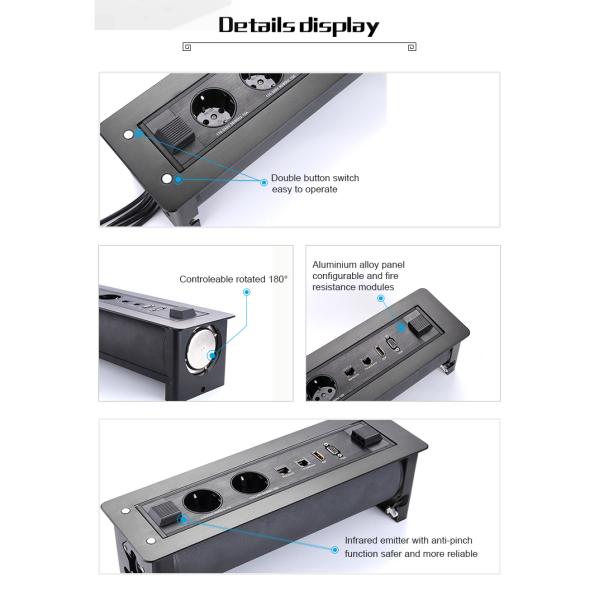 ODM Motorized Desk Flip Socket Power Socket For Conference Table