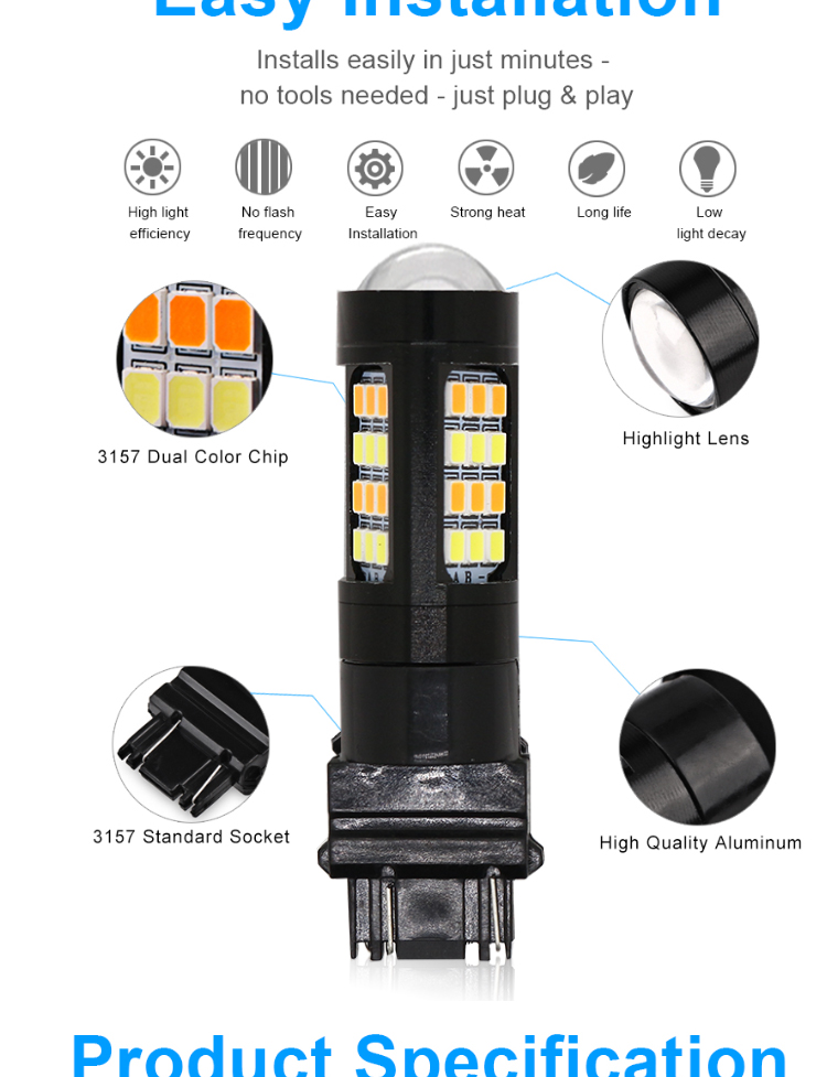 12V 2835 42 SMD LED Bulb Headlight 1156 1157 Tail Car Indicator Lights