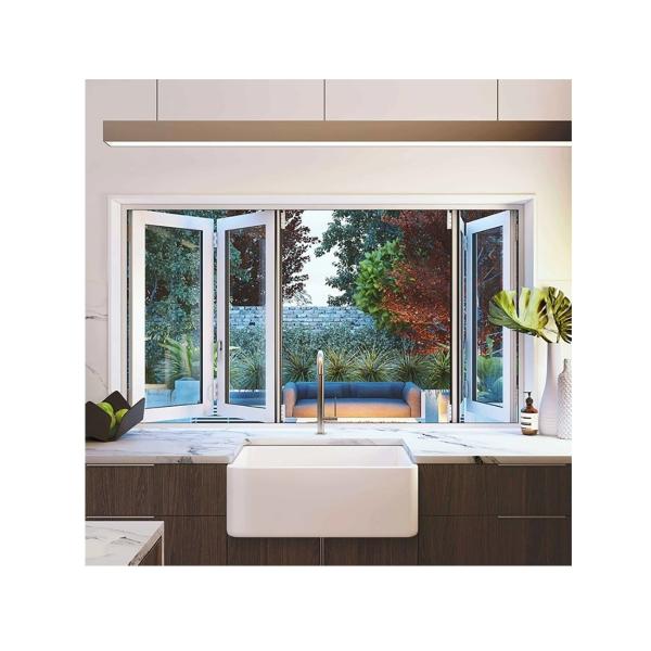 Horizontal Opening Tempered Glass Aluminum Bifold Windows With Triplex Glass