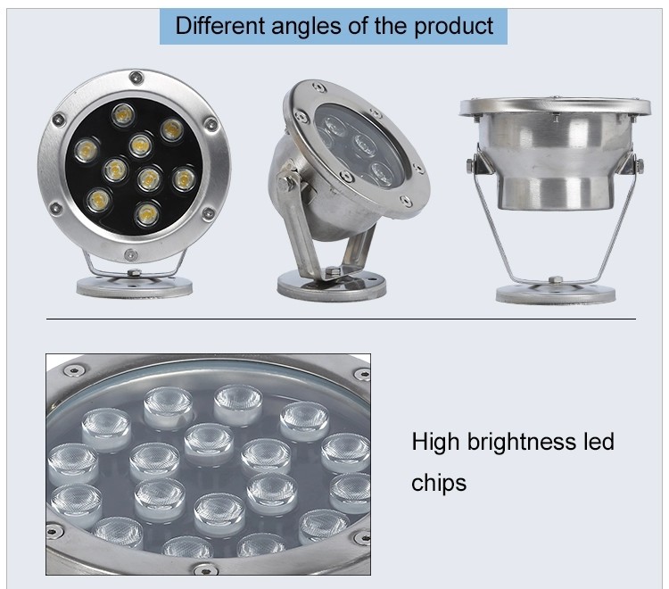 Cob Underwater LED Lights Stainless Steel 15/30/45/60/120 Beam Angle IP68