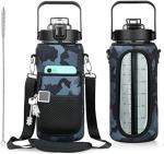 Half Gallon Water Bottle With Sleeve 64oz (2L) Inspirational Water Bottle With