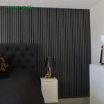 White Melamine Surface Wood Slat Wall Panels Dustproof For Sound Absorption