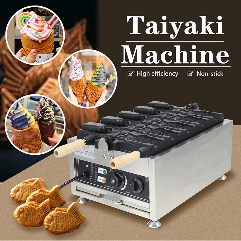Stainless Steel Electric Taiyaki Machine with Long Service Life and 375*700*290mm Size