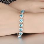 Fashion Platinum Plated Links Chain Heart Shape Blue Cubic Zirconia Tennis
