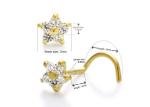 Flower Shape 18k Gold Diamond Nose Stud With 1.5mm 0.07ct 4 Pieces Genuine