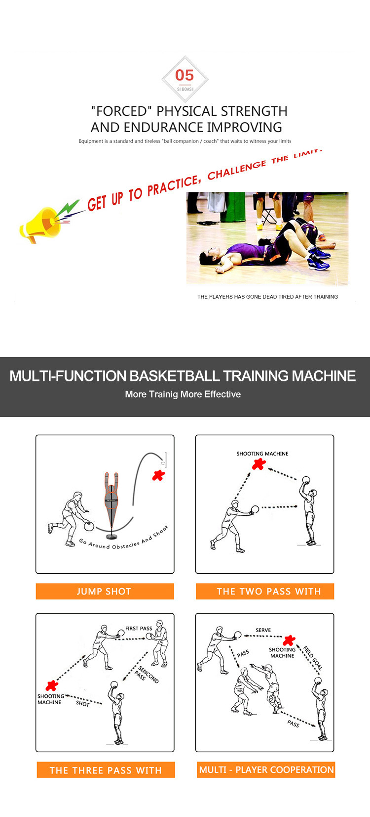 SIBOASI Automatic Basketball Return Machine , AC 110V Basketball Gun Machine