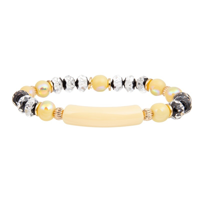 Picture Stone Gold Beads Handmade Beaded Bracelet Elastic For Spring Collection