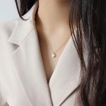 Lanciashow 925 Sterling Silver Beans Chain Necklace Simple Geometric Small Round
