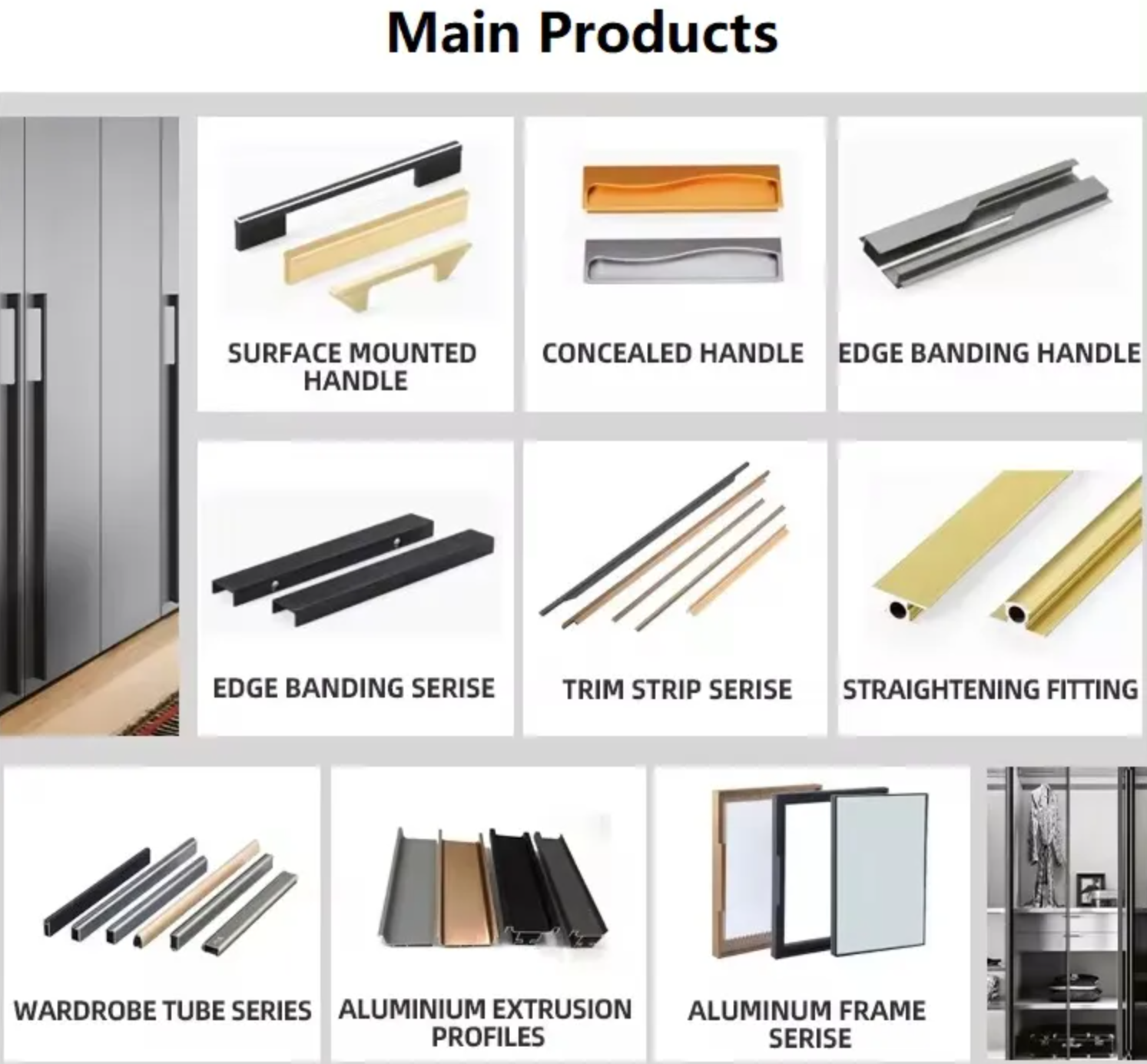 Minimalist Aluminum Cabinet Handles Reinforced Hidden Mounting