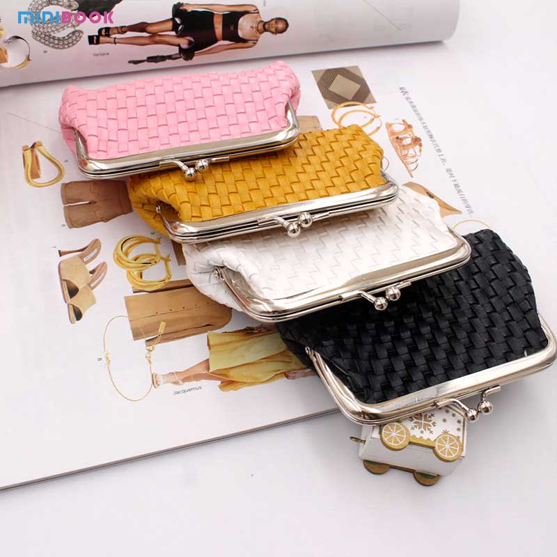 Minibook Custom Logo 4 Inch Weave Coin Pouch Women Wallet For Daily Organization